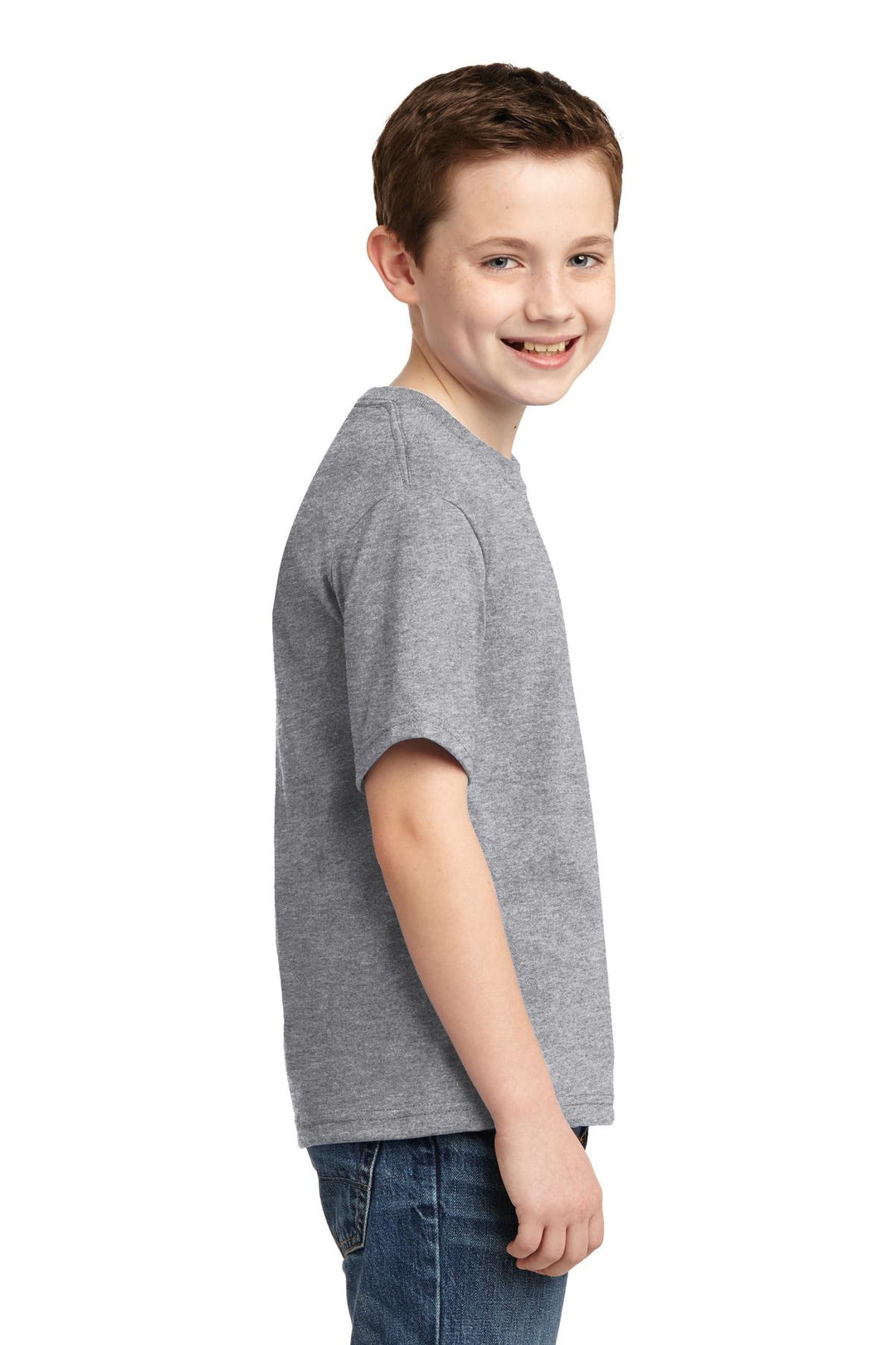 Athletic Hthr Jerzees - Youth Dri-Power 50/50 Cotton/Poly T-Shirt. 29B