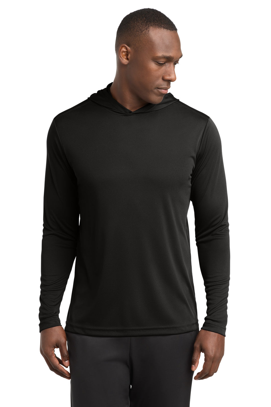 Black Sport-Tek PosiCharge Competitor Hooded Pullover. ST358
