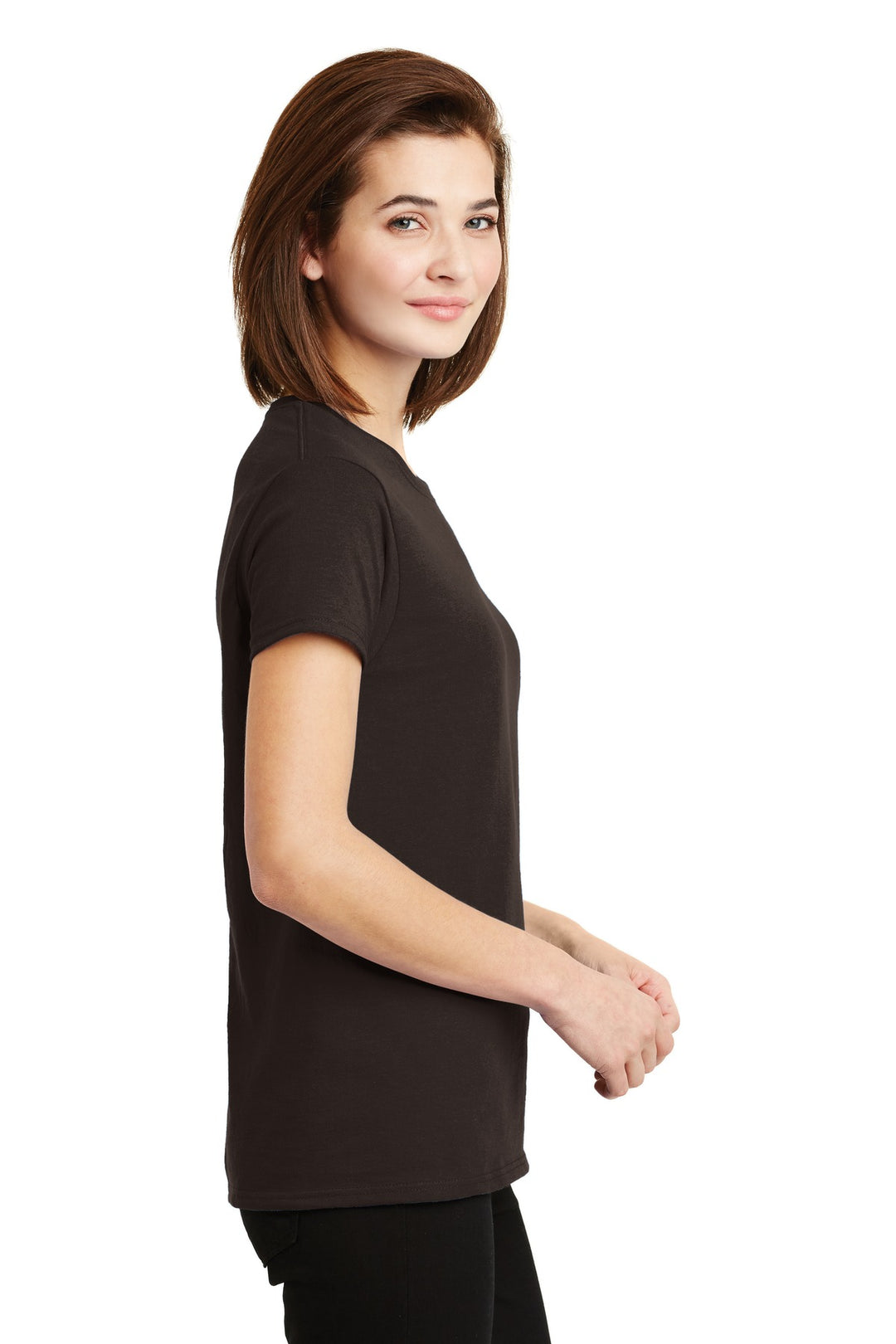 Dark Chocolate Gildan Women's Ultra Cotton 100% US Cotton T-Shirt. 2000L