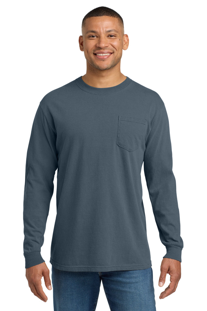Denim COMFORT COLORS Heavyweight Ring Spun Long Sleeve Pocket Tee. 4410