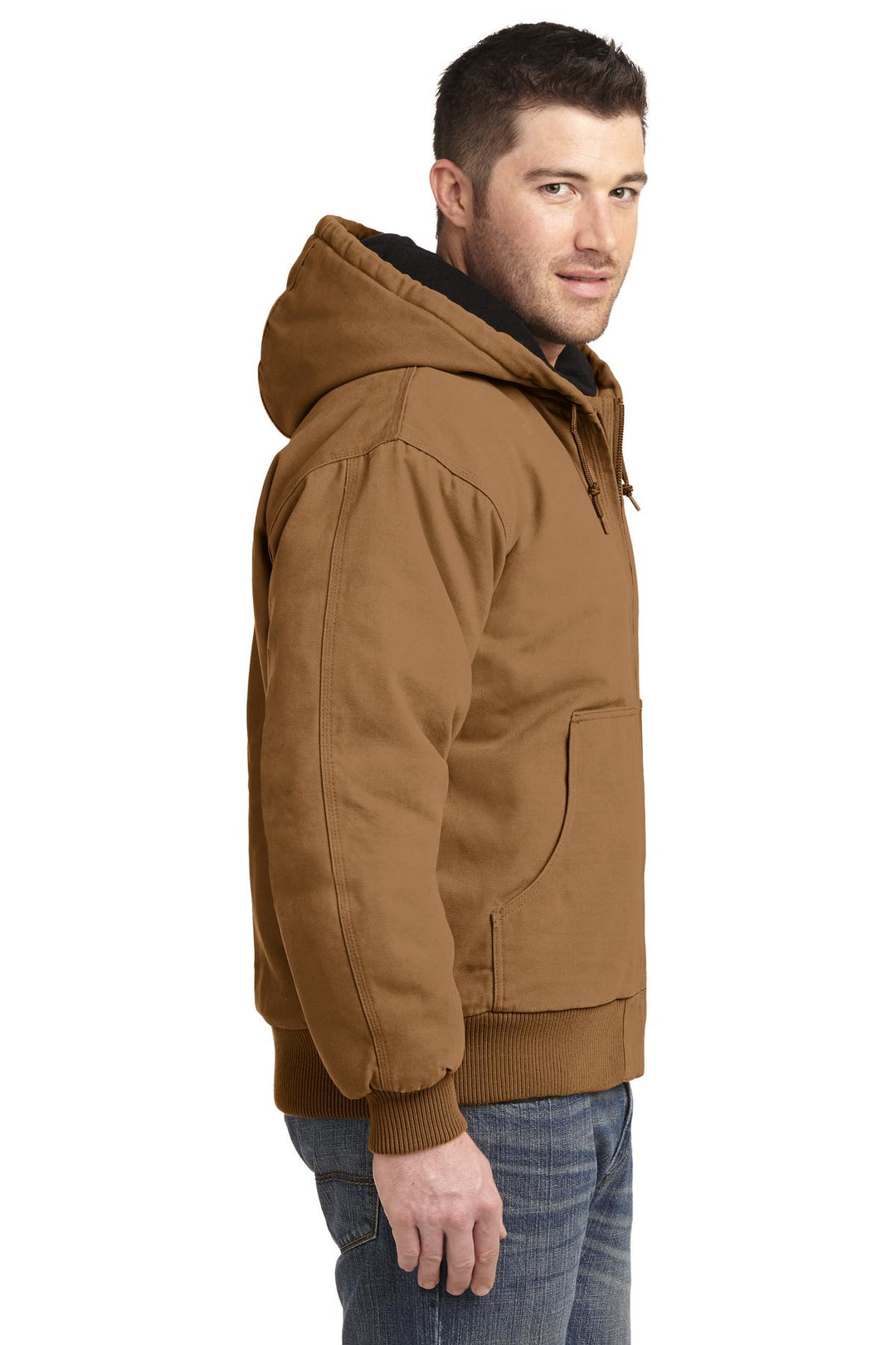 Duck Brown CornerStone Washed Duck Cloth Insulated Hooded Work Jacket. CSJ41