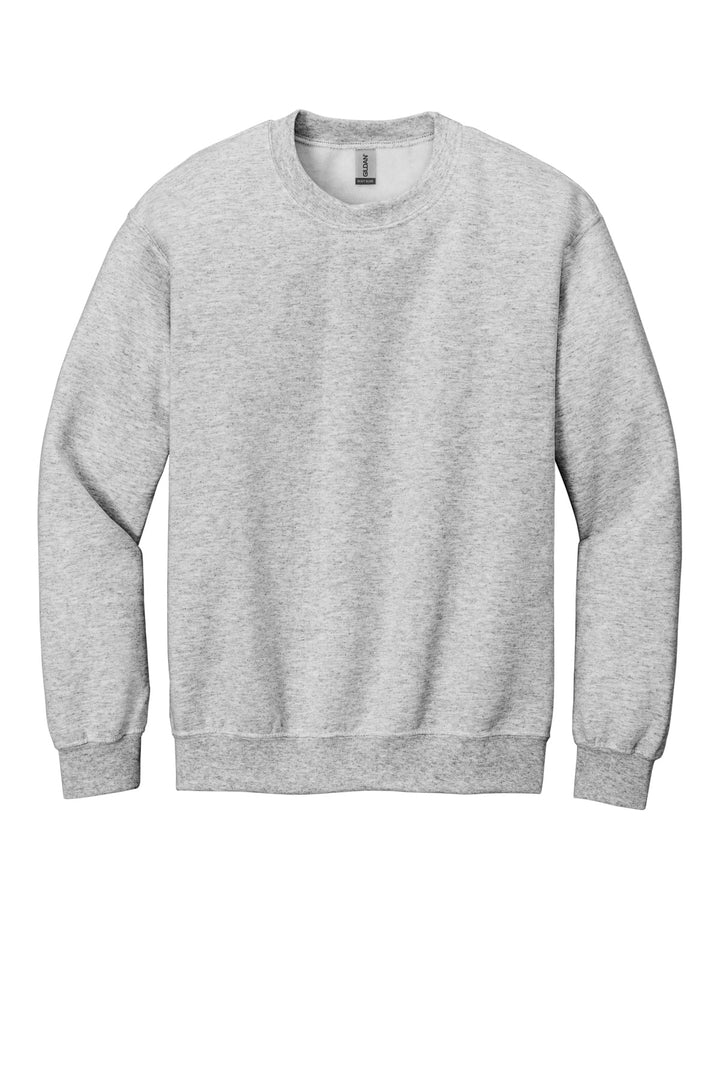 Front View of Ash Gildan Heavy Blend Crewneck Sweatshirt. 18000