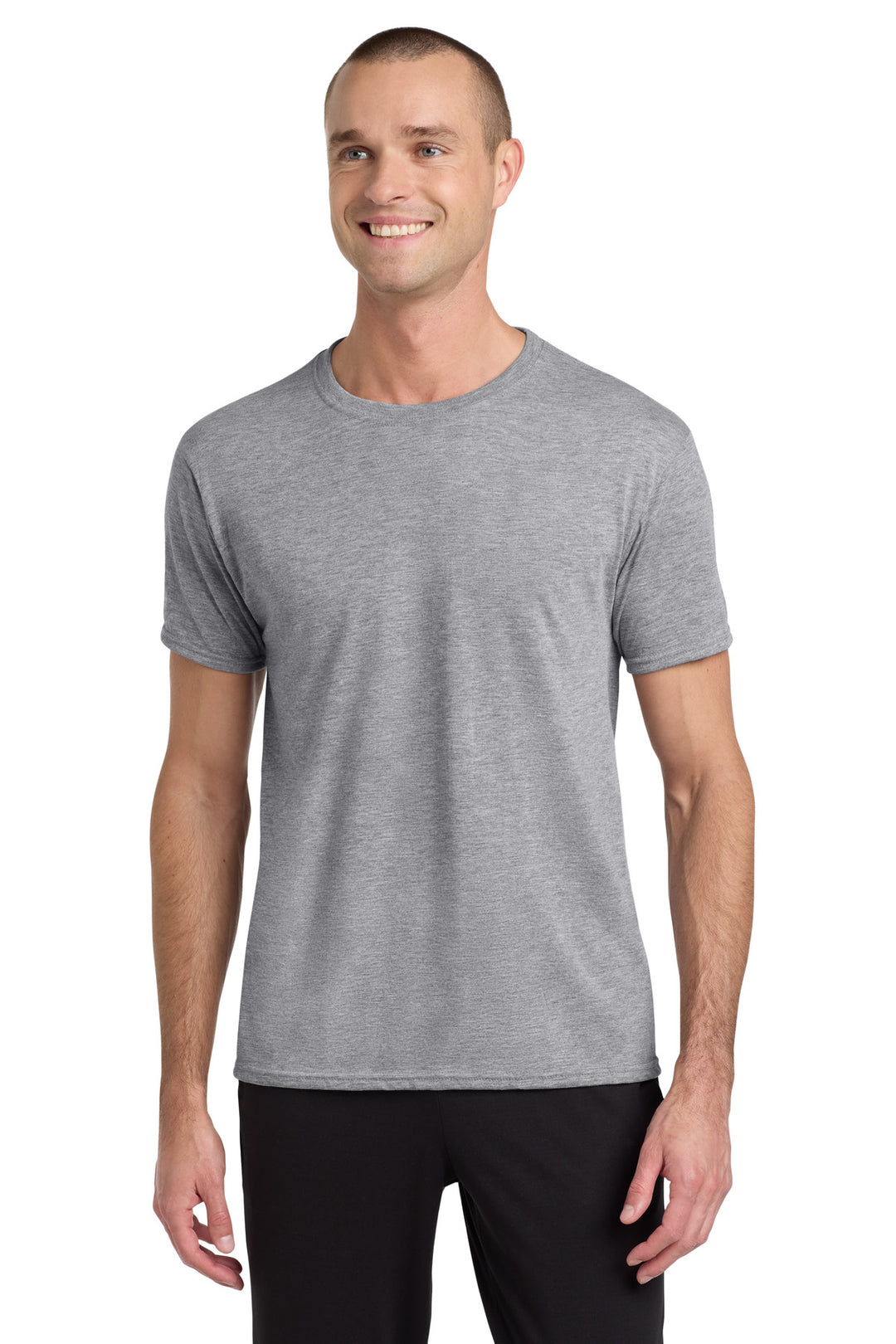 Front View of AthlHthr Jerzees Dri-Power 100% Polyester T-Shirt. 21M