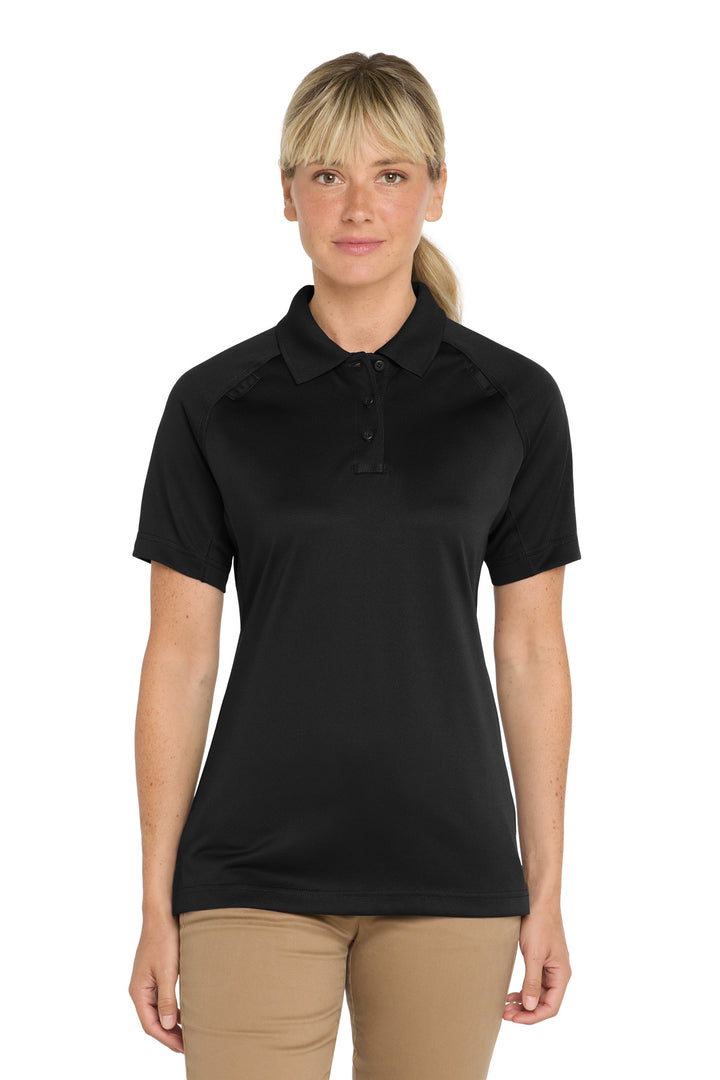 Front View of Black CornerStone Women's Select Snag-Proof Tactical Polo. CS411