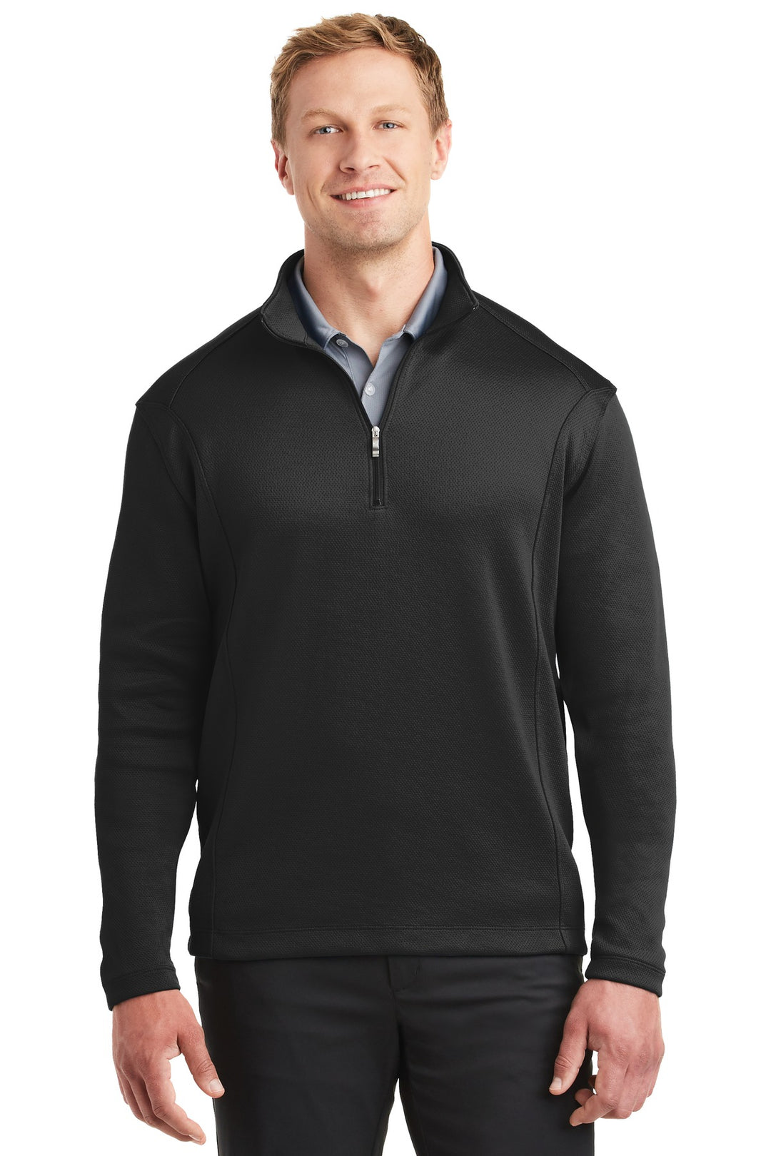 Front View of Black Nike Sport Cover-Up. 400099