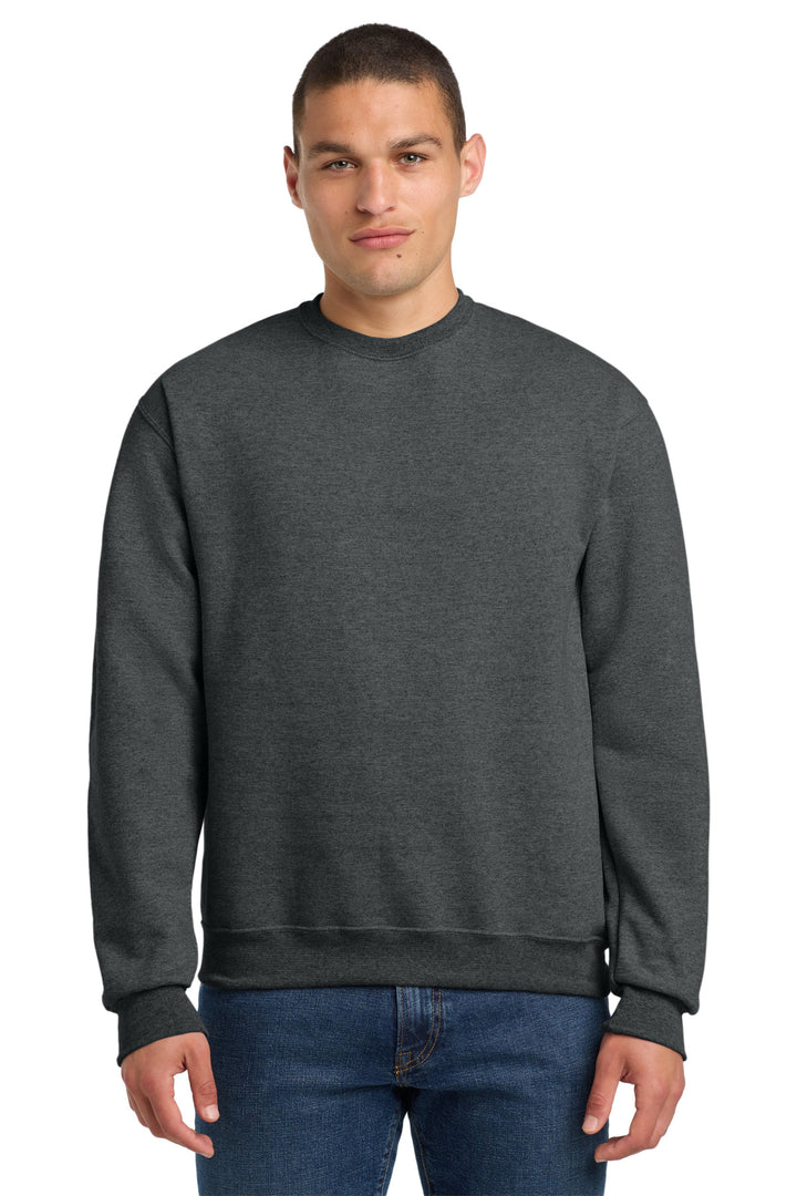 Front View of BlkHthr Jerzees Super Sweats NuBlend - Crewneck Sweatshirt. 4662M