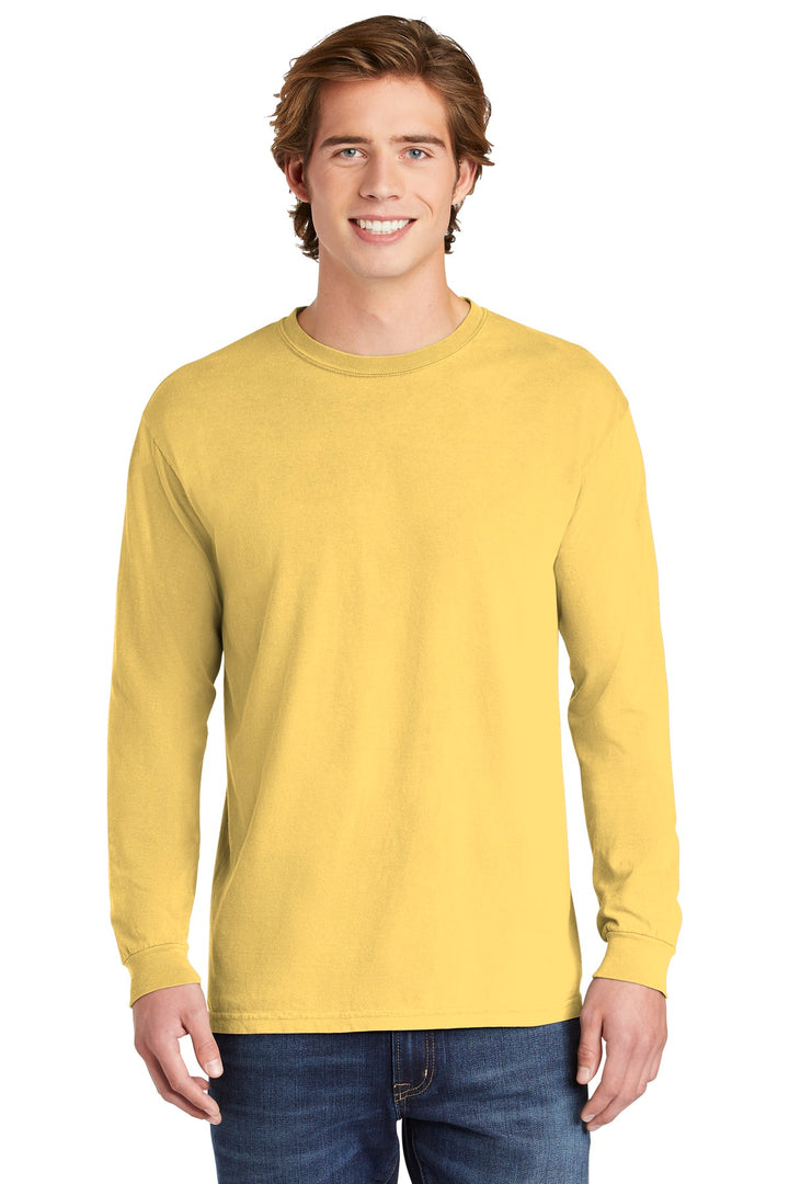 Front View of Butter COMFORT COLORS Heavyweight Ring Spun Long Sleeve Tee. 6014