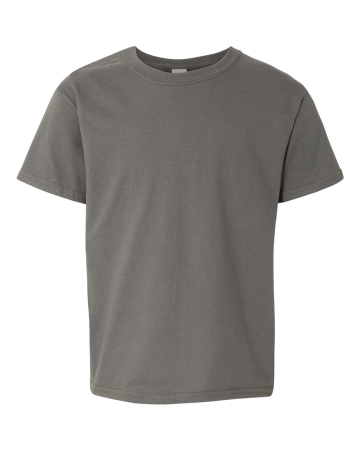 Front View of Charcoal Softstyle® Youth T-Shirt - 64000B
