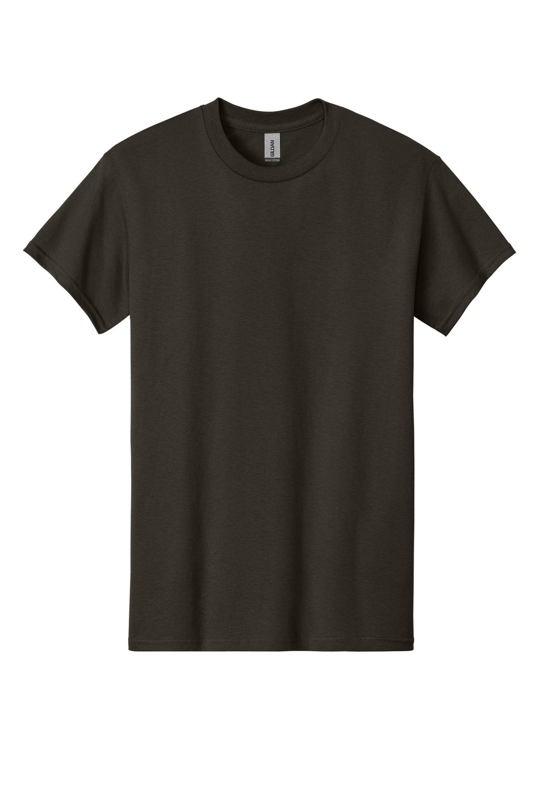 Front View of Dark Chocolate Gildan - Heavy Cotton 100% Cotton T-Shirt. 5000