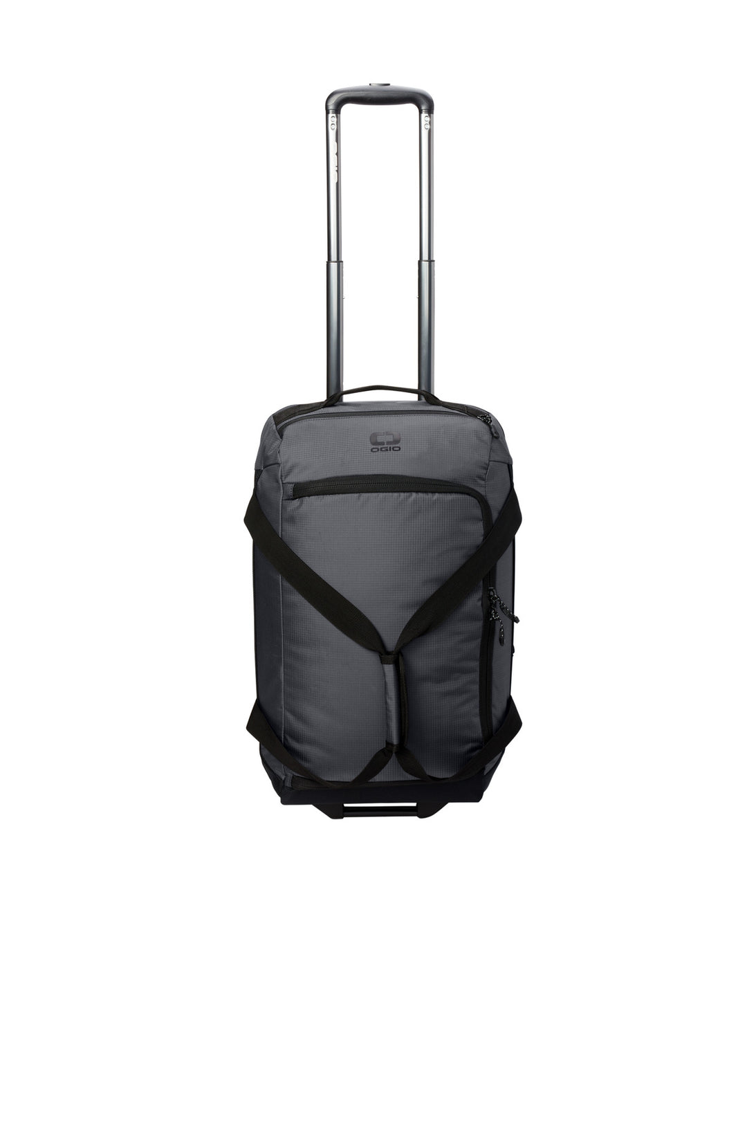 Front View of DieselGrey OGIO Passage Wheeled Carry-On Duffel 98002