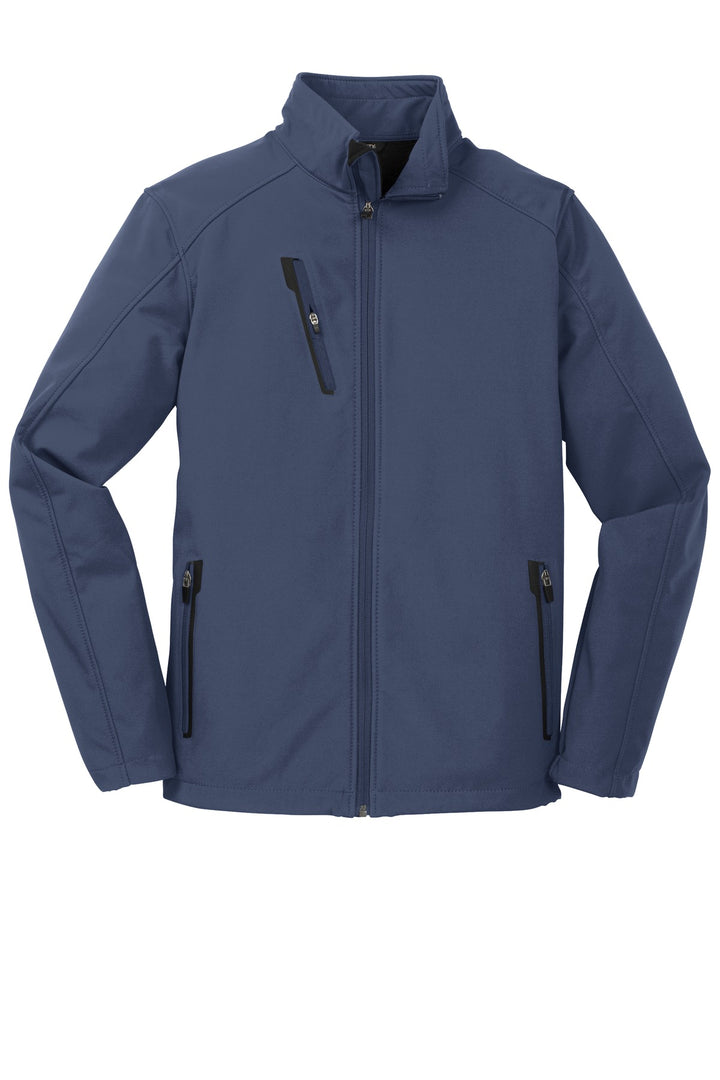 Front View of Dress Blue Nvy Port Authority Welded Soft Shell Jacket. J324