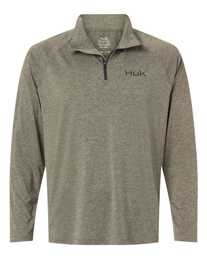 Front View of Heather Moss Men's Airweight Heather Quarter-Zip Pullover - H1200715