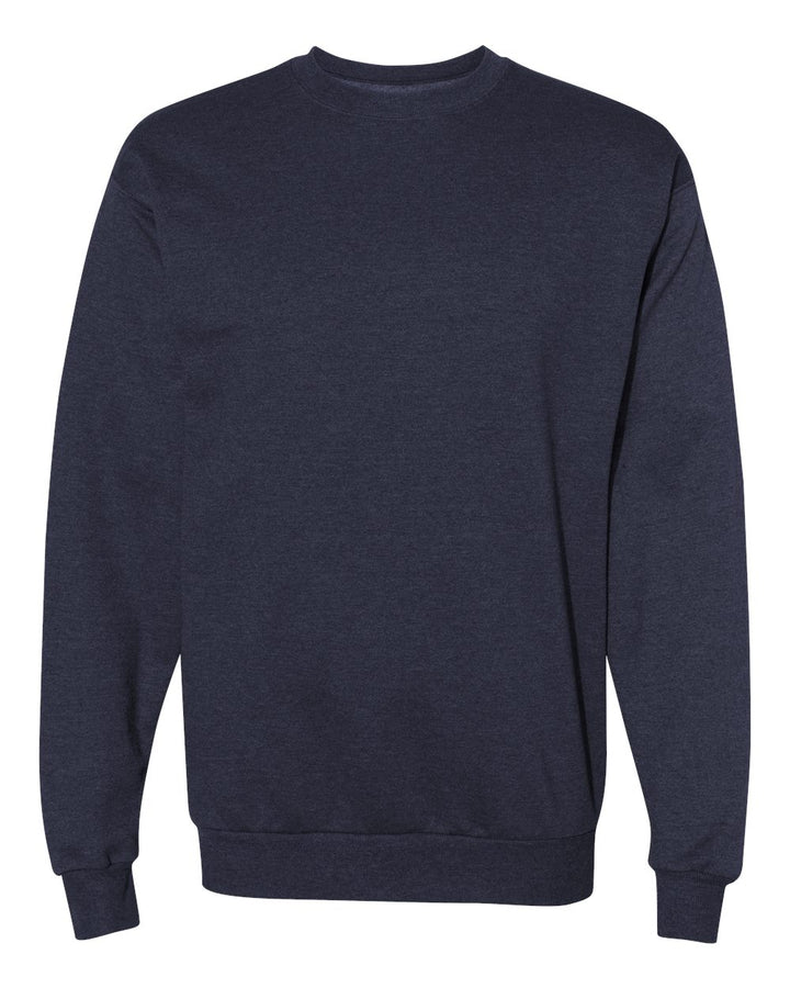 Front View of Heather Navy Ecosmart® Crewneck Sweatshirt - P160