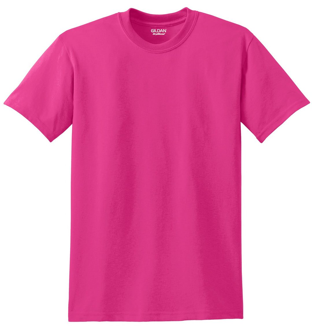 Front View of Heliconia Gildan DryBlend 50 Cotton/50 Poly T-Shirt. 8000