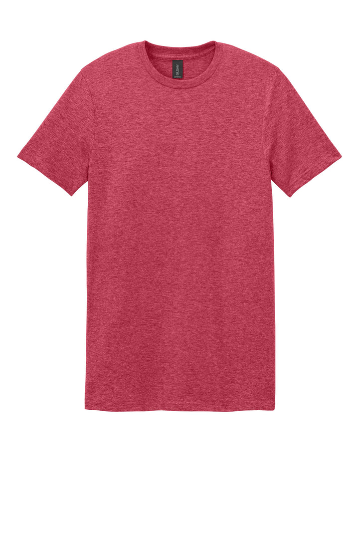 Front View of Hthr Red Gildan Softstyle T-Shirt. 64000