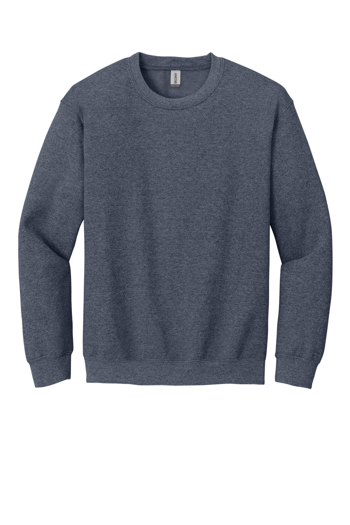 Front View of HthrDkNavy Gildan Heavy Blend Crewneck Sweatshirt. 18000
