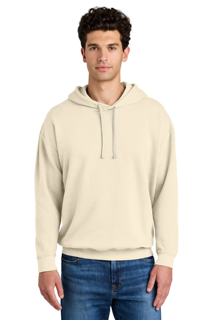 Front View of Ivory Comfort Colors Lightweight Hooded Sweatshirt 1467