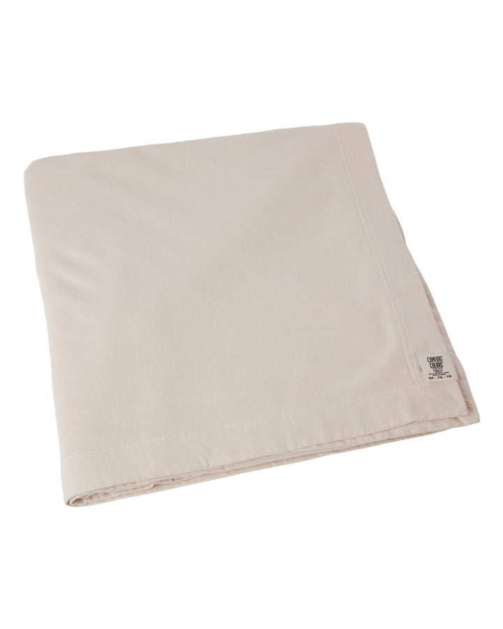 Front View of Ivory Garment-Dyed Fleece Dorm Blanket - 15BT