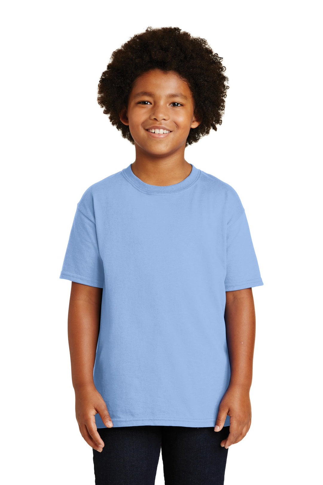 Front View of Light Blue Gildan - Youth Ultra Cotton 100% US Cotton T-Shirt. 2000B