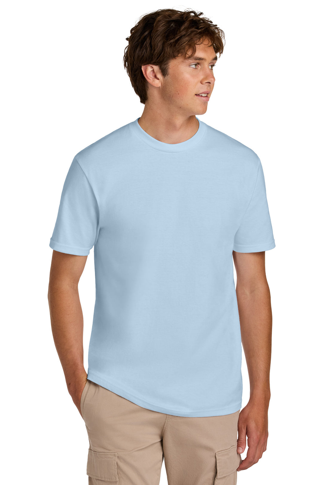 Front View of LightBlue Gildan Softstyle Midweight Tee 65000