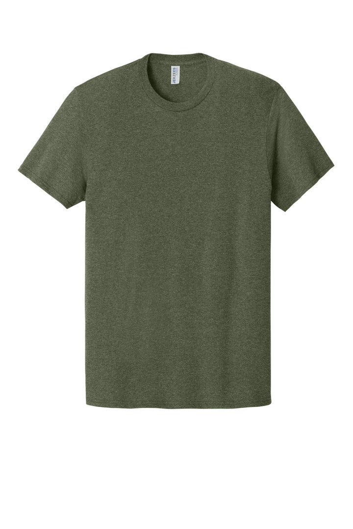 Front View of MilGrnHtr Jerzees Classics Unisex Cotton T-Shirt 363M