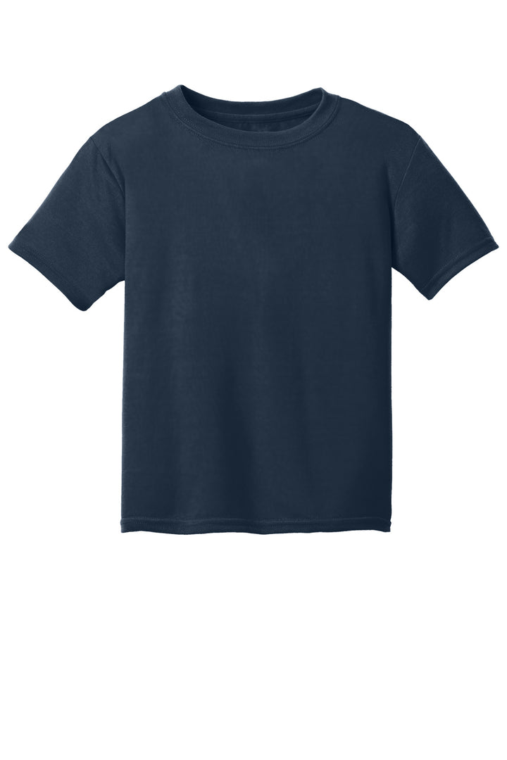 Front View of Navy Gildan Youth Gildan Performance T-Shirt. 42000B