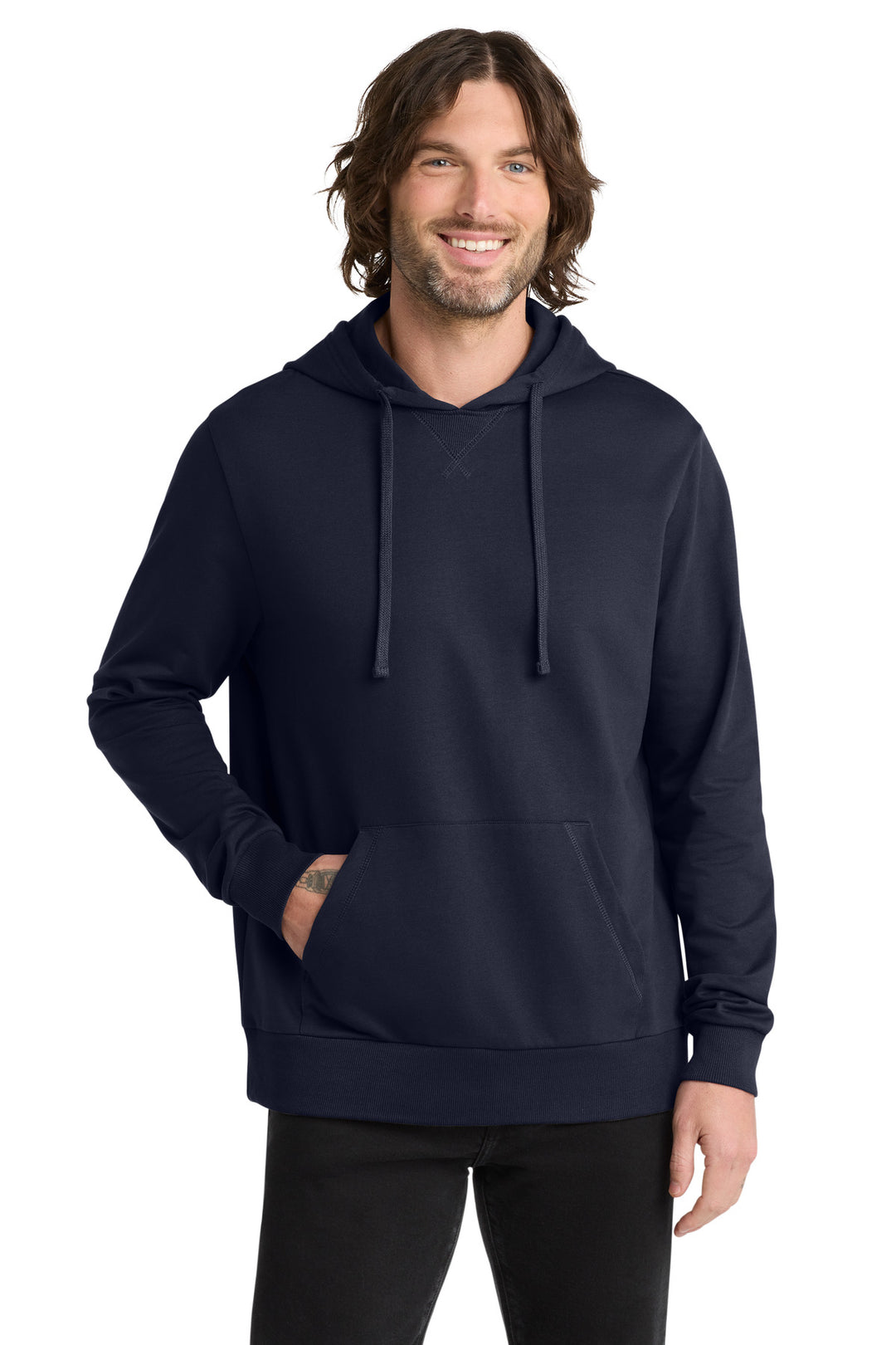 Front View of NghtSkyNvy Allmade Unisex Organic French Terry Pullover Hoodie AL4000