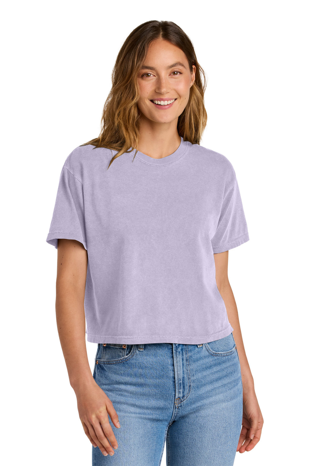 Front View of Orchid Comfort Colors Women's Heavyweight Boxy Tee 3023CL