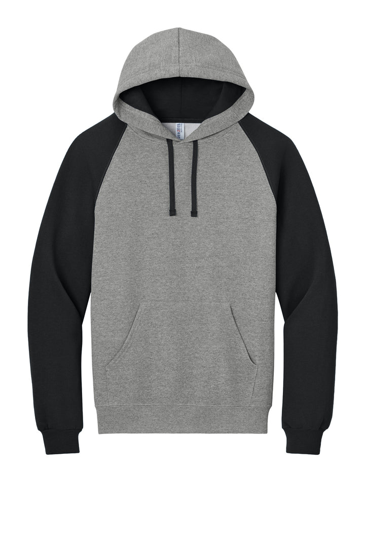 Front View of Ox/Black Jerzees Unisex NuBlend Colorblock Raglan Hoodie Sweatshirt 96C