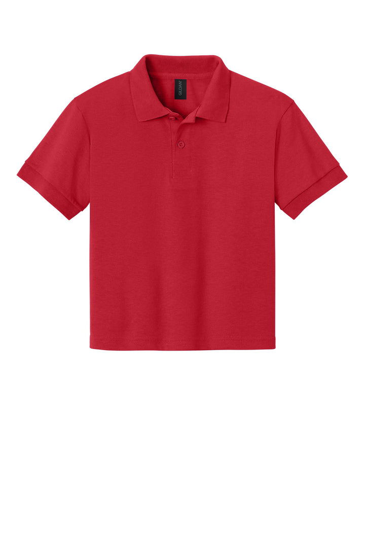 Front View of Red Gildan Youth DryBlend 6-Ounce Jersey Knit Sport Shirt. 8800B