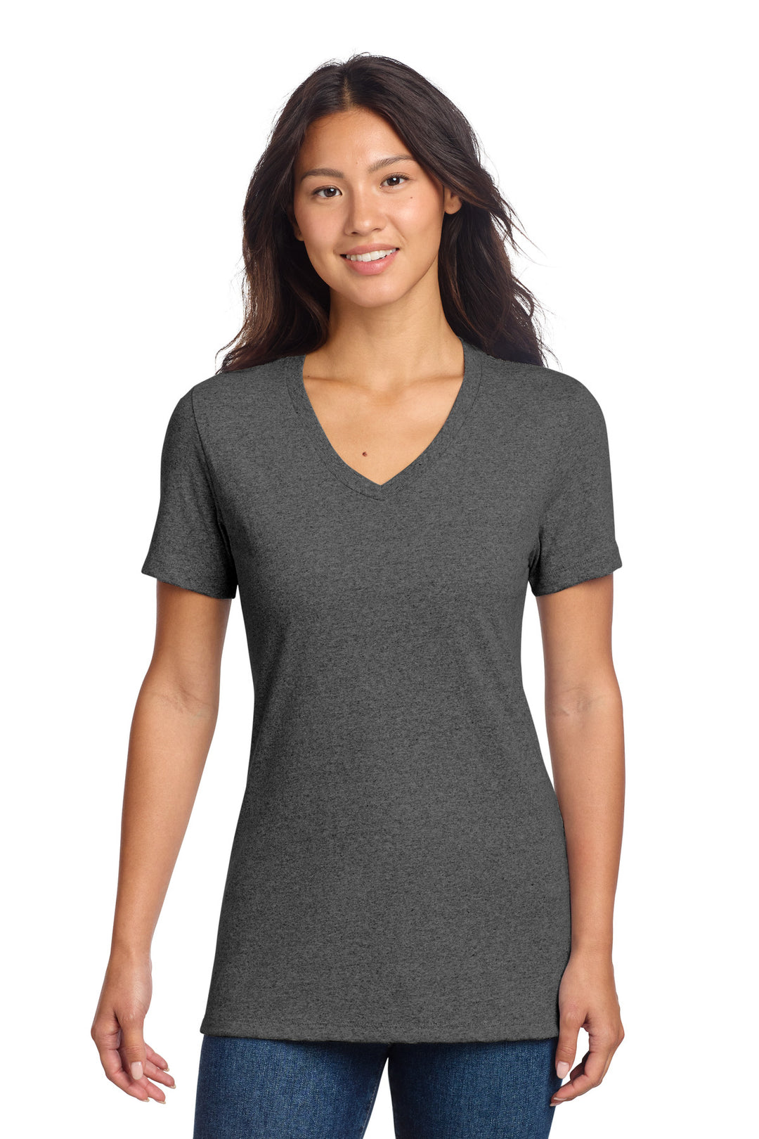 Front View of RldedChrHr Allmade Women's Recycled Blend V-Neck Tee AL2303