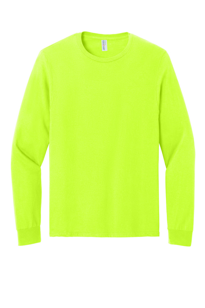 Front View of SftyGrn Jerzees Classics Unisex Cotton Long Sleeve T-Shirt 363L