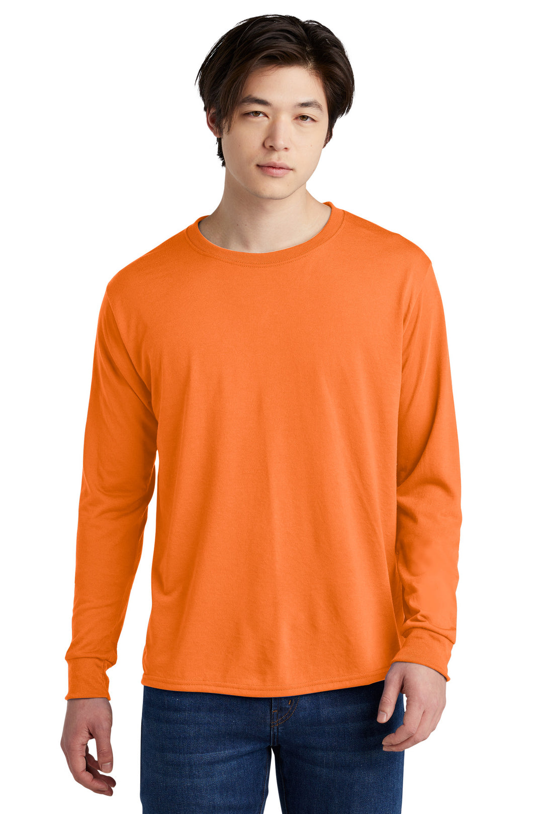 Front View of SftyOrg Jerzees Dri-Power 100% Polyester Long Sleeve T-Shirt 21LS