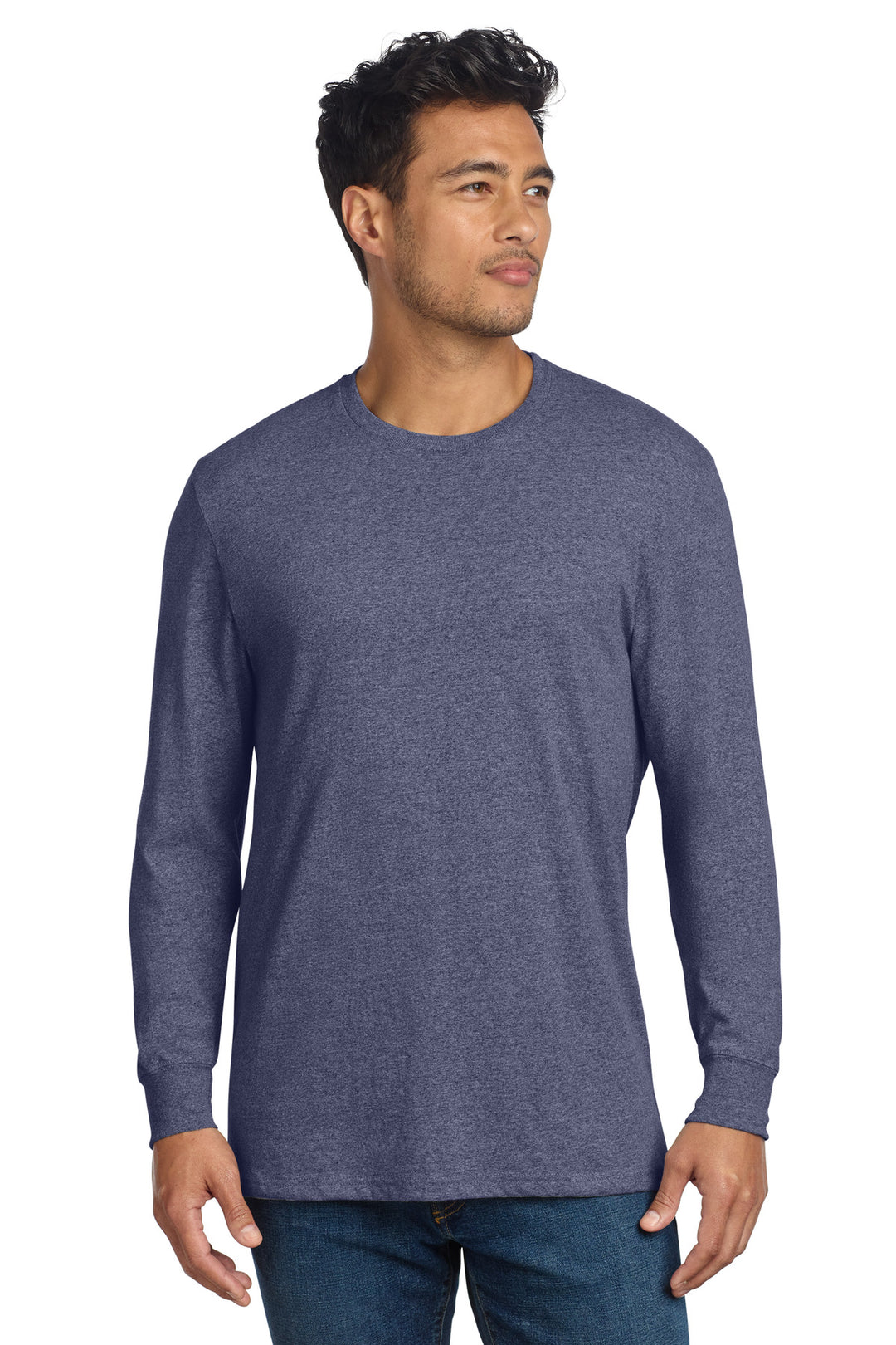 Front View of SlvgdNvyHt Allmade Unisex Long Sleeve Recycled Blend Tee AL6204