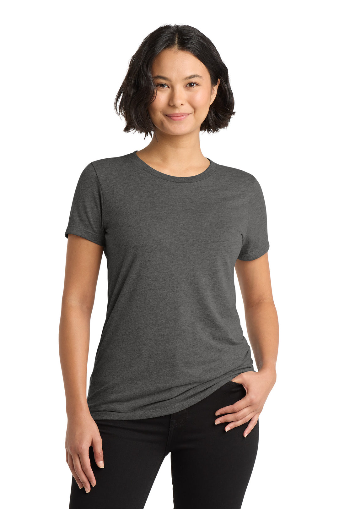 Front View of Space Black Allmade Women's Tri-Blend Tee AL2008