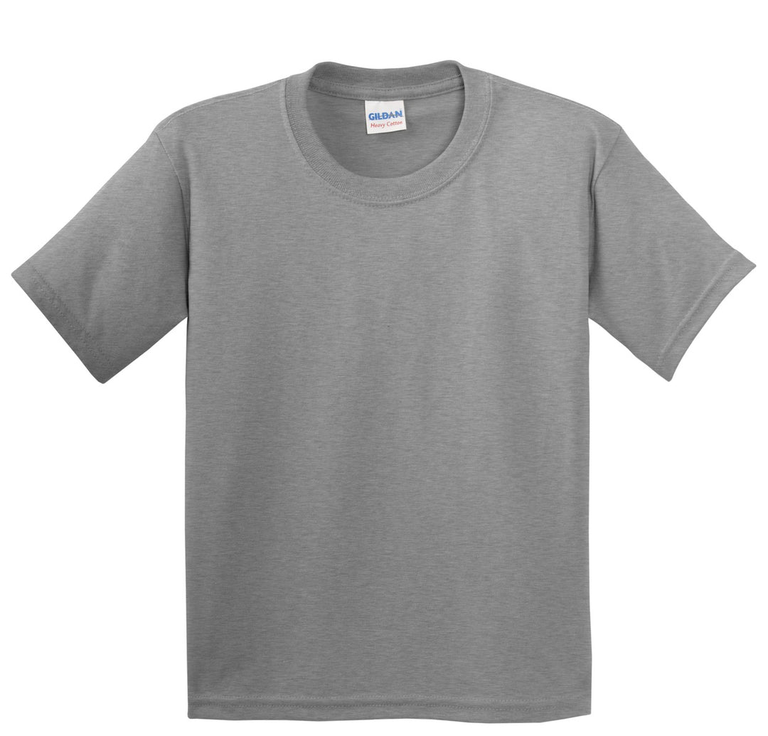 Front View of Sport Grey Gildan - Youth Heavy Cotton 100% Cotton T-Shirt. 5000B