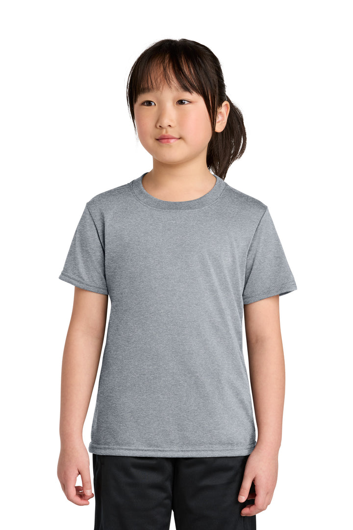 Front View of SportGrey Gildan Youth Gildan Performance T-Shirt. 42000B