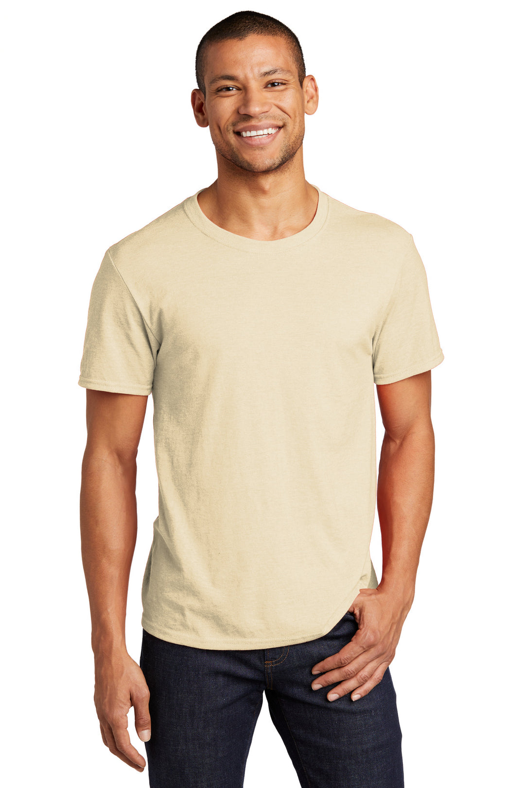 Front View of SwtCrmHthr Jerzees Premium Blend Ring Spun T-Shirt 560M