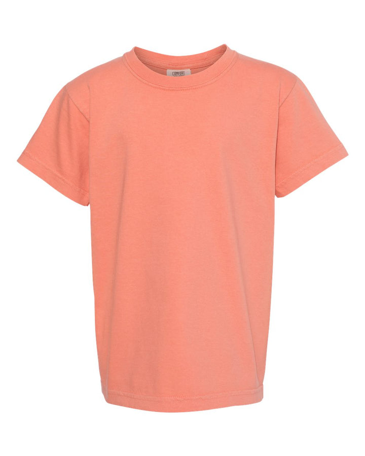 Front View of Terracotta Garment-Dyed Youth Heavyweight T-Shirt - 9018
