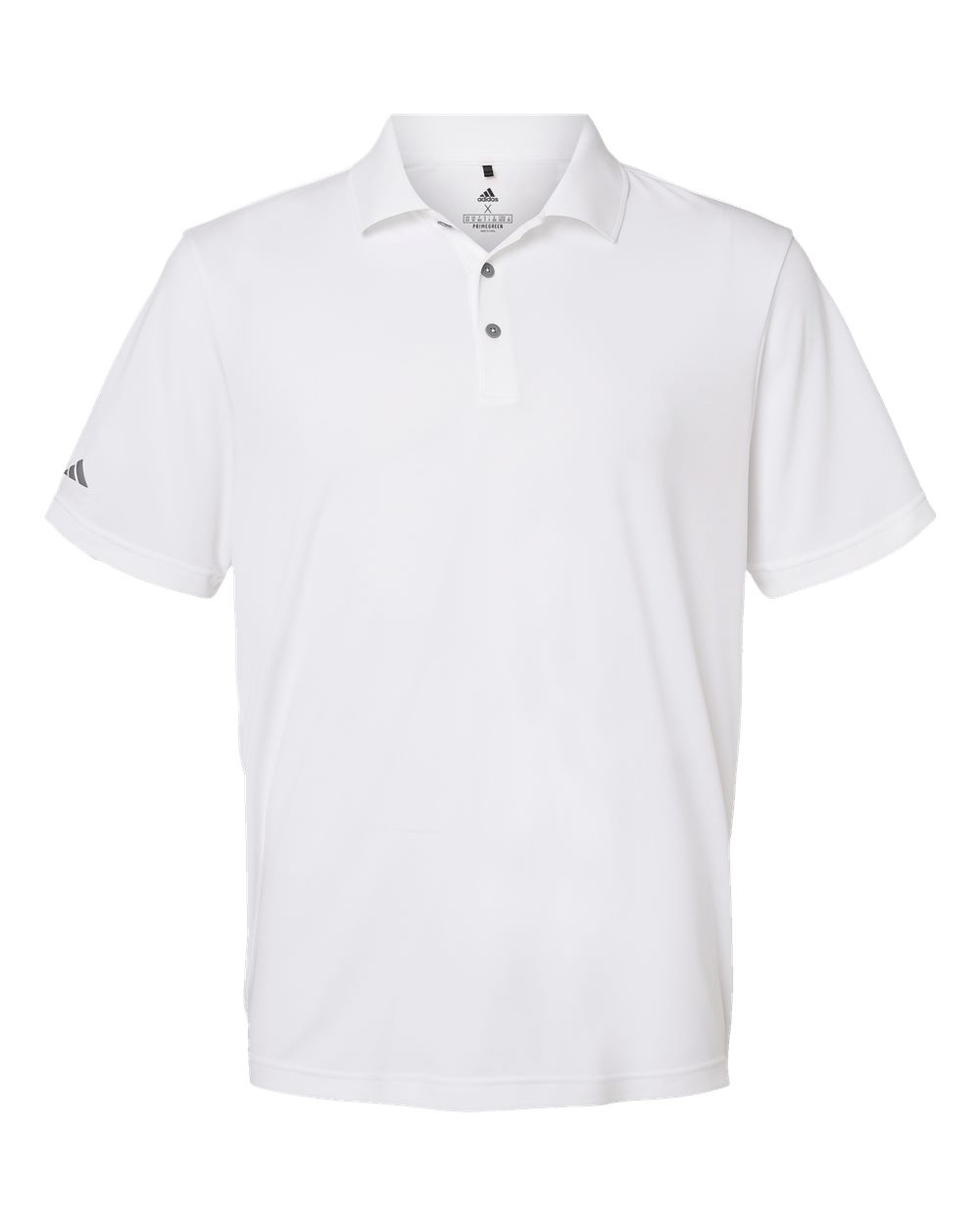 Front View of White Performance Polo - A230