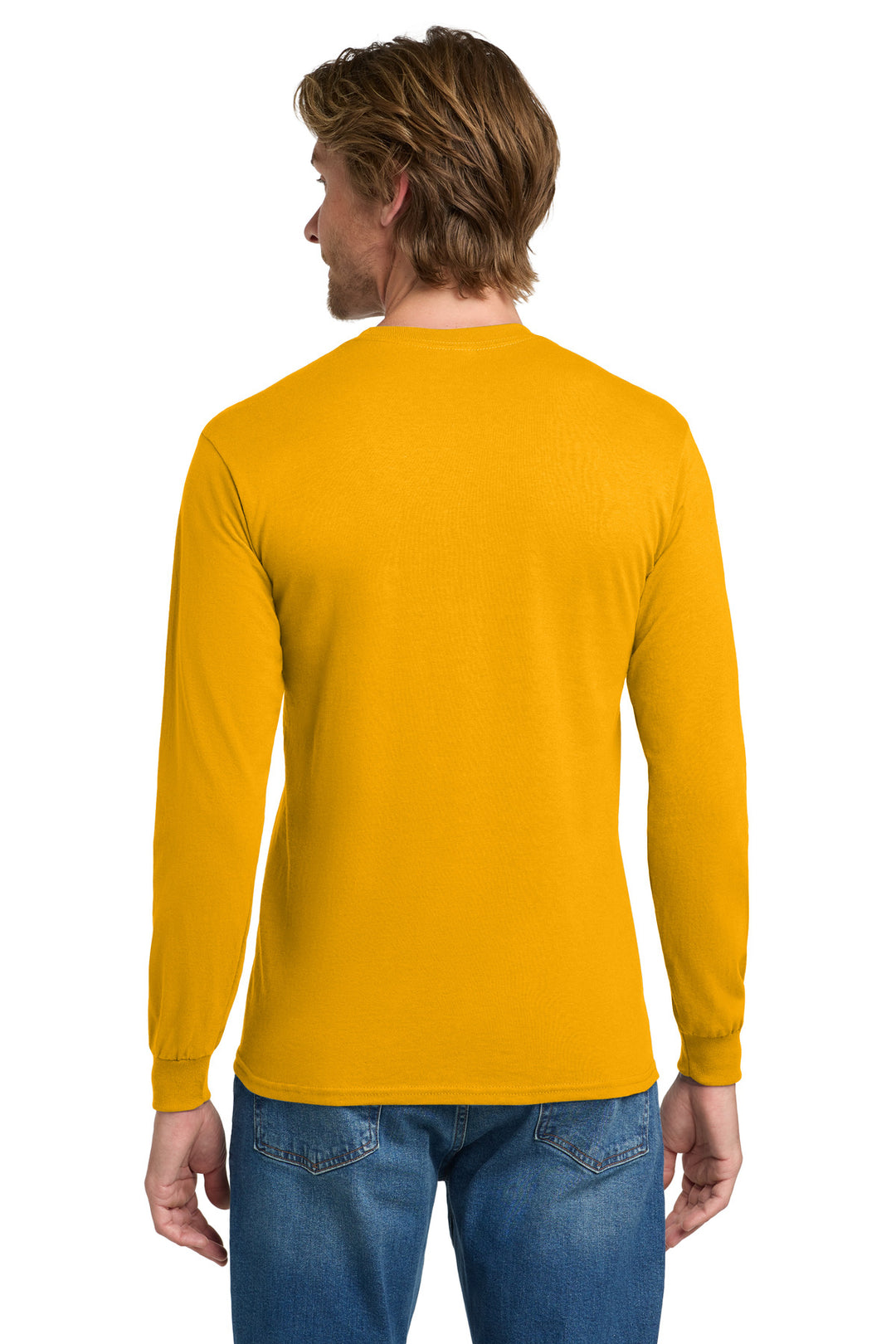 Gold Gildan - Heavy Cotton 100% Cotton Long Sleeve T-Shirt. 5400