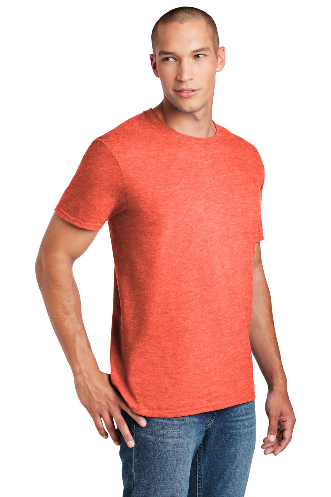 Heather Orange Gildan Softstyle T-Shirt. 64000