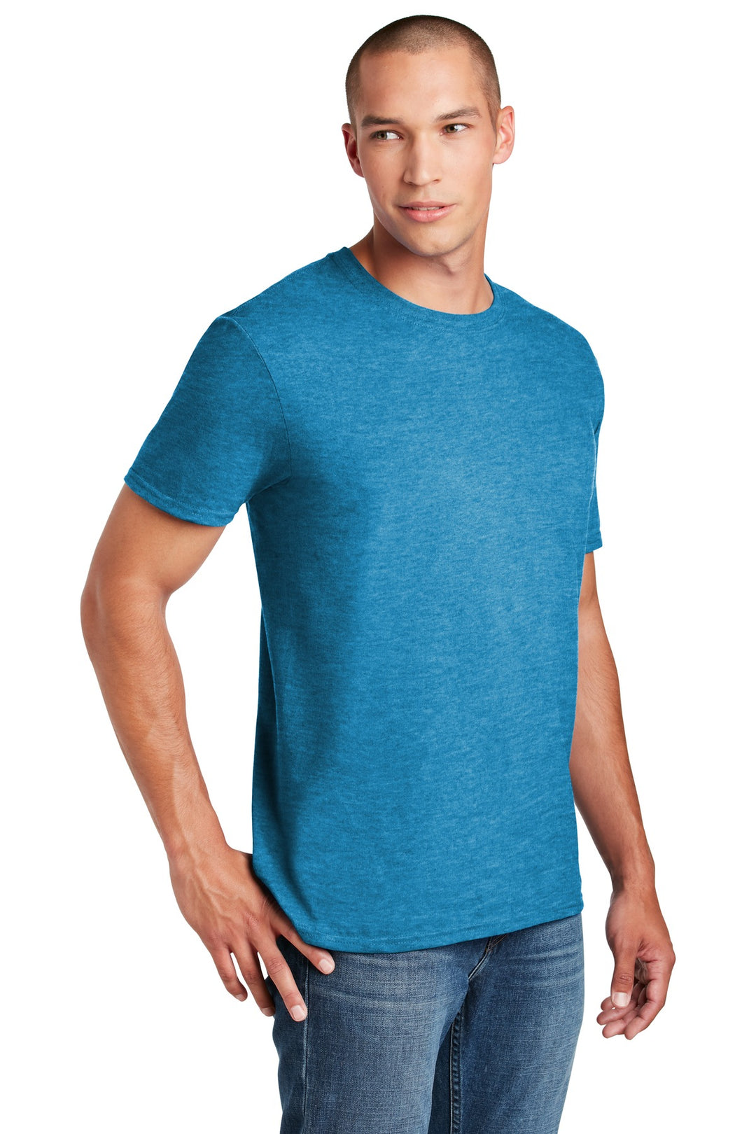 Hthr Sapphire Gildan Softstyle T-Shirt. 64000