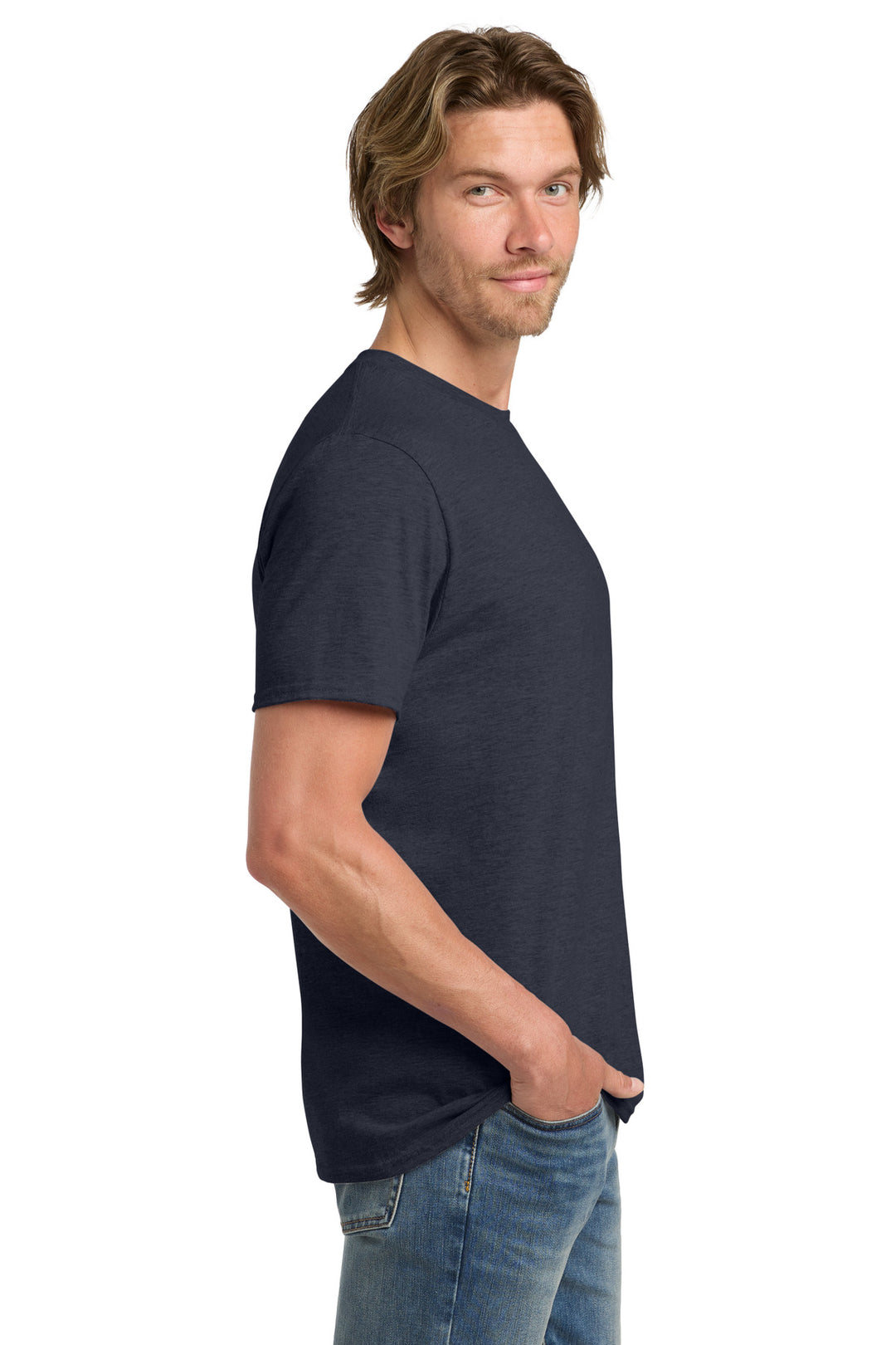 HthrNavy Gildan 100% Ring Spun Cotton T-Shirt. 980