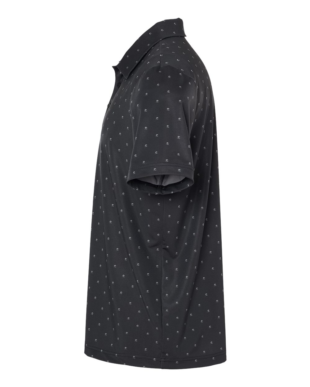 Left View of Black/ Grey Three Pine Tree Polo - A574