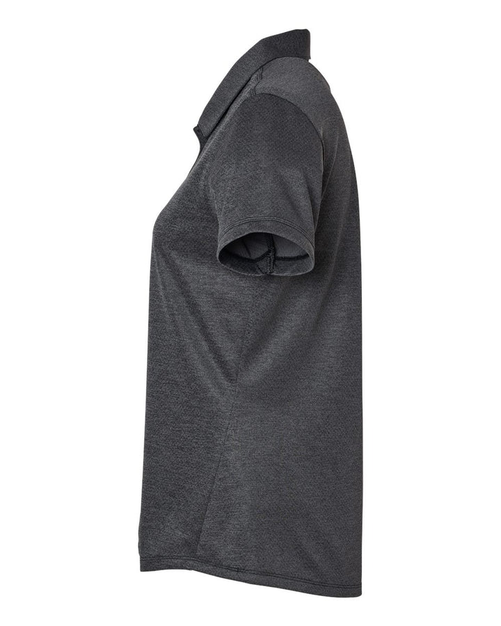 Left View of Black Melange Women's Space Dyed Polo - A592