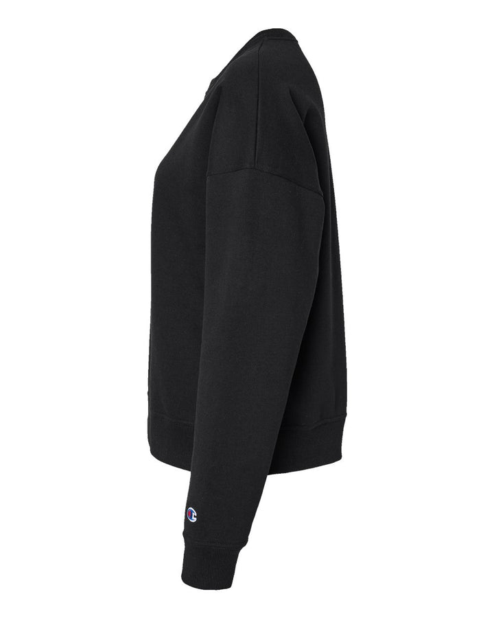 Left View of Black Powerblend® Women's Crewneck Sweatshirt - S650