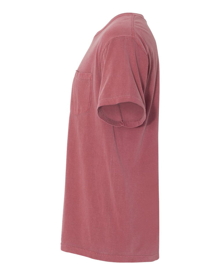 Left View of Brick Garment-Dyed Heavyweight Pocket T-Shirt - 6030