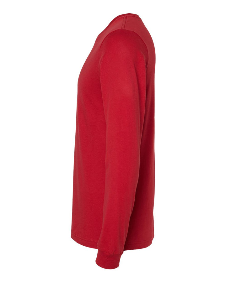 Left View of Canvas Red Jersey Long Sleeve Tee - 3501