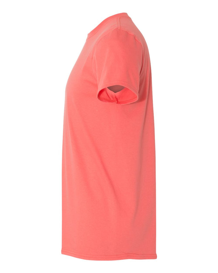 Left View of Coral Silk Softstyle® T-Shirt - 64000
